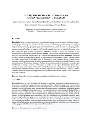 Nutrição Estética Relacionada ao Antienvelhecimento Cutáneo