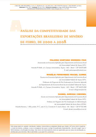 Análise da competitividade das exportações brasileiras de minério de ferro, de 2000 a 2008