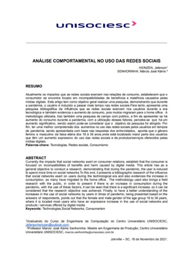 Análise comportamental no uso das redes sociais