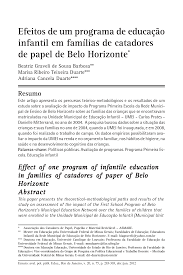 Efeitos de um programa de educação infantil em famílias de catadores de papel de Belo Horizonte