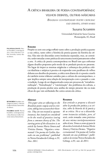 A crítica brasileira de poesia contemporânea: velhos debates, outras máscaras