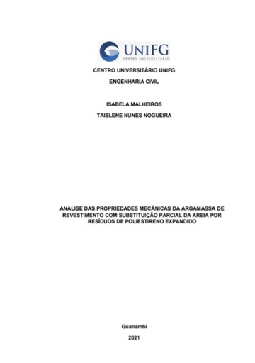 Análise das propriedades mecânicas da argamassa de revestimento com substituição parcial da areia por resíduos de poliestireno expandido