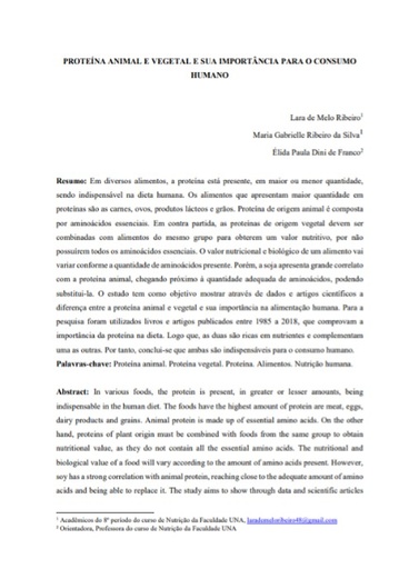 Proteína animal e vegetal e sua importância para o consumo humano