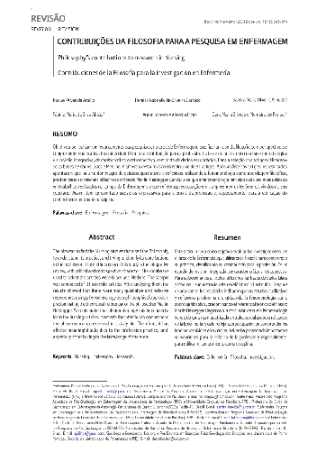 Contribuições da filosofia para a pesquisa em enfermagem