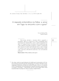 A resposta sintomática na fobia: o amor em fuga no encontro com o gozo