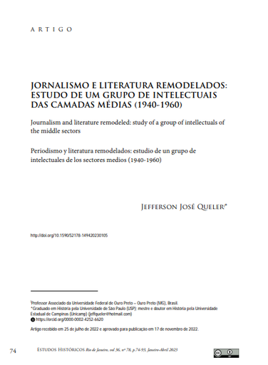 JORNALISMO E LITERATURA REMODELADOS: ESTUDO DE UM GRUPO DE INTELECTUAIS DAS CAMADAS MÉDIAS (1940-1960)