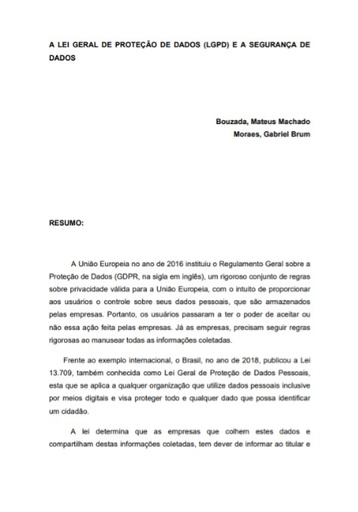 A Lei Geral de Proteção de Dados (LGPD) e a segurança de dados