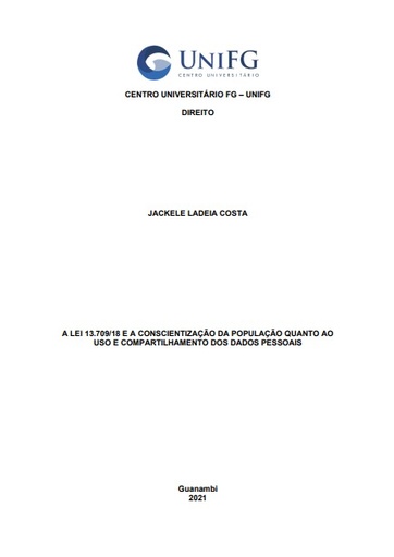 A Lei 13.709/18 e a conscientização da população quanto ao uso e compartilhamento dos dados pessoais