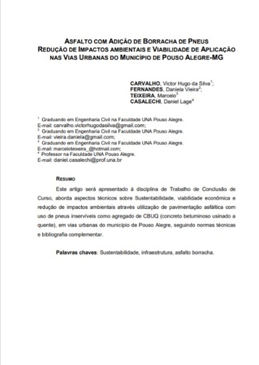 Asfalto com Adição de Borracha de Pneus: Redução de Impactos Ambientais e Viabilidade de Aplicação nas Vias Urbanas do Município de Pouso Alegre-MG