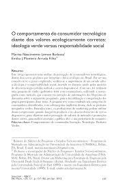 O comportamento do consumidor tecnológico diante dos valores ecologicamente corretos: ideologia verde versus responsabilidade social