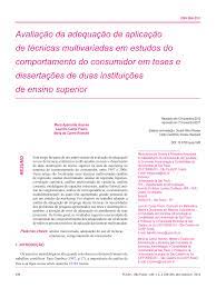 Avaliação da adequação de aplicação de técnicas multivariadas em estudos do comportamento do consumidor em teses e dissertações de duas instituições de ensino superior