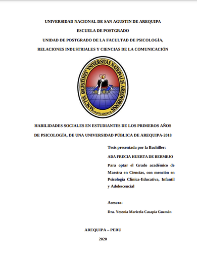 Habilidades sociales en estudiantes de los primeros años de Psicología, de una Universidad Pública de Arequipa - 2018