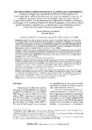 Agricultura familiar e desenvolvimento local: os desafios para a sustentabilidade econômico-ecológica na comunidade de Palmares II, Parauapebas, PA