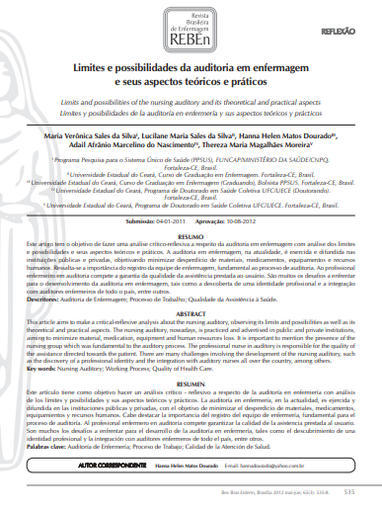 Limites e possibilidades da auditoria em enfermagem e seus aspectos teóricos e práticos