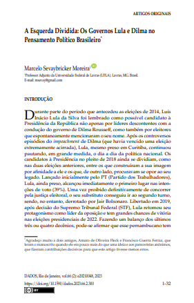 A Esquerda Dividida: Os Governos Lula e Dilma no Pensamento Político Brasileiro