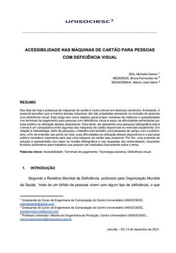 Acessibilidade nas máquinas de cartão para pessoas com deficiência visual