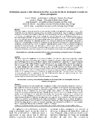 Atribuições causais e nível educativo familiar na compreensão do desempenho escolar em alunos portugueses
