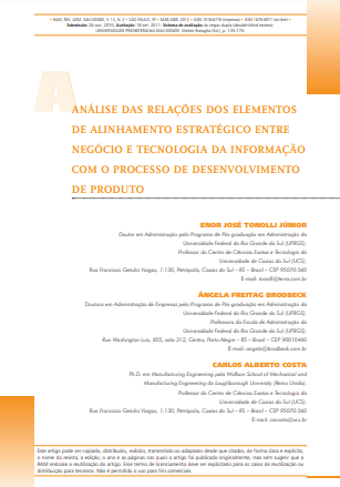 Análise das relações dos elementos de alinhamento estratégico entre negócio e tecnologia da informação com o processo de desenvolvimento de produto