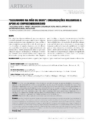 &quot;Segurando na mão de Deus&quot;: organizações religiosas e apoio ao empreendedorismo
