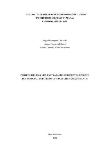 Projeto Era Uma Vez: um trabalho de desenvolvimento psicossocial através de oficinas literárias infantis