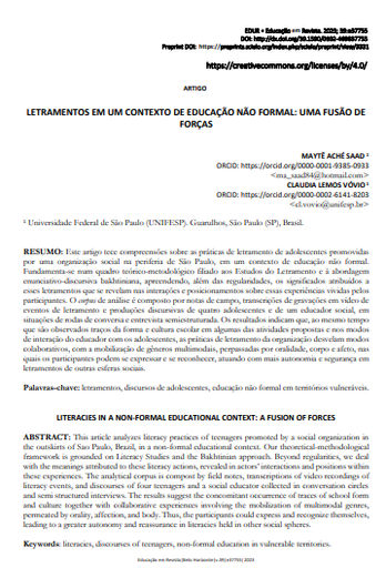 LETRAMENTOS EM UM CONTEXTO DE EDUCAÇÃO NÃO FORMAL: UMA FUSÃO DE FORÇAS