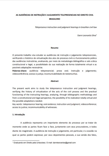 As audiências de instrução e julgamento telepresenciais no direito civil brasileiro