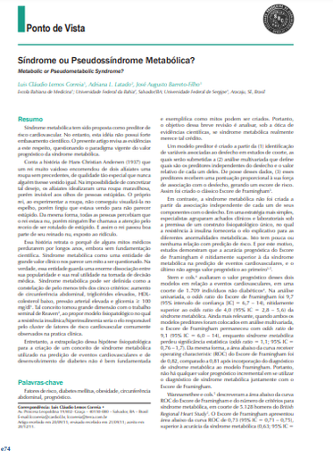 Síndrome ou pseudossíndrome metabólica?