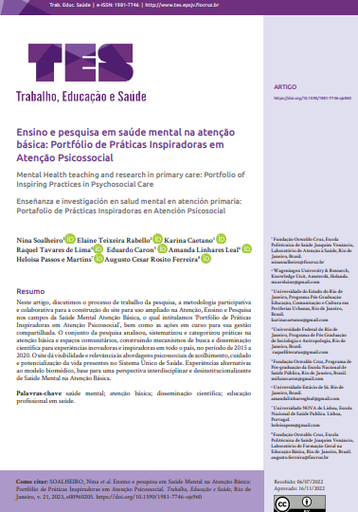 Ensino e pesquisa em saúde mental na atenção básica: Portfólio de Práticas Inspiradoras em Atenção Psicosocial