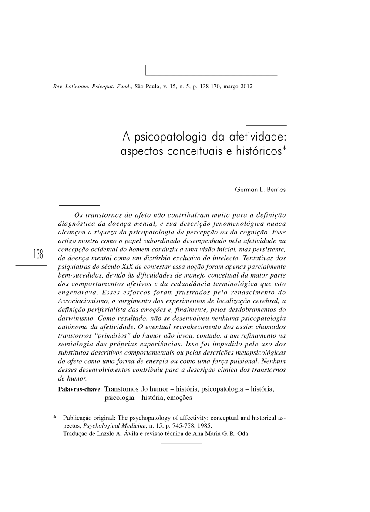 A psicopatologia da afetividade: aspectos conceituais e históricos