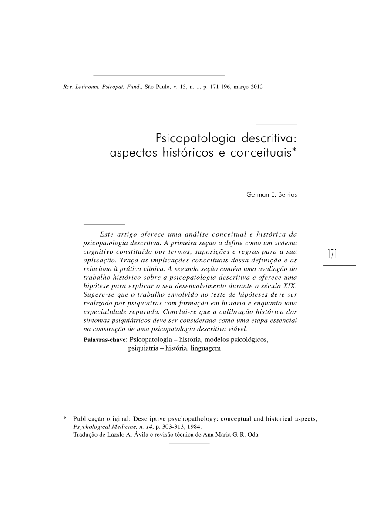 Psicopatologia descritiva: aspectos históricos e conceituais