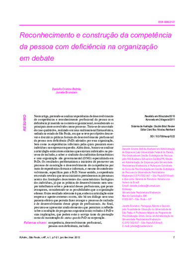 Reconhecimento e construção da competência da pessoa com deficiência na organização em debate