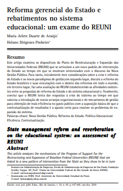 Reforma gerencial do Estado e rebatimentos no sistema educacional: um exame do REUNI