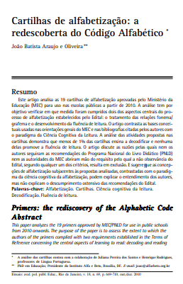 Cartilhas de alfabetização: a redescoberta do Código Alfabético