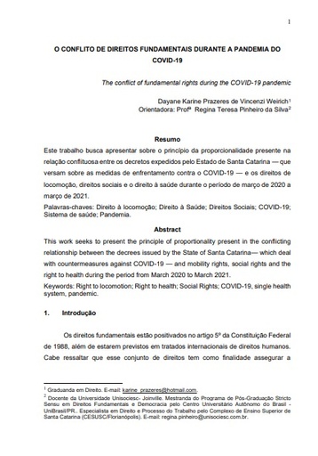 O conflito de direitos fundamentais durante a pandemia do Covid-19