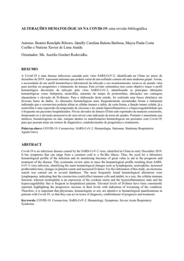 Alterações hematológicas na Covid-19: uma revisão bibliográfica