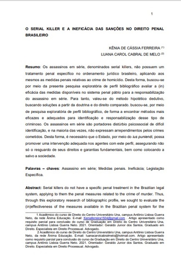 O serial killer e a ineficácia das sanções no direito penal brasileiro