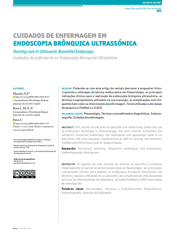 Cuidados de enfermagem em Endoscopia Brônquica Ultrassónica