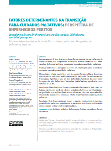 Fatores determinantes na transição para cuidados paliativos: Perspetiva de enfermeiros peritos