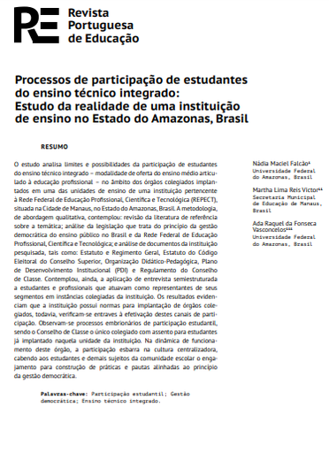 Processos de participação de estudantes do ensino técnico integrado: Estudo da realidade de uma instituição de ensino no Estado do Amazonas, Brasil