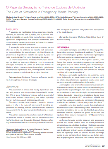 O Papel da Simulação no Treino de Equipas de Urgência