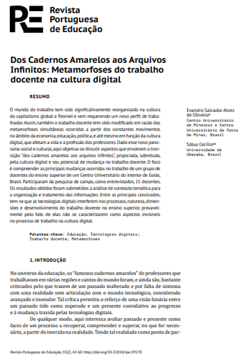 Dos cadernos amarelos aos arquivos infinitos: Metamorfoses do trabalho docente na cultura digital