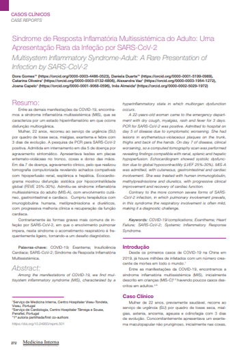 Síndrome de Resposta Inflamatória Multissistémica do Adulto: Uma Apresentação Rara da Infeção por SARS-CoV-2