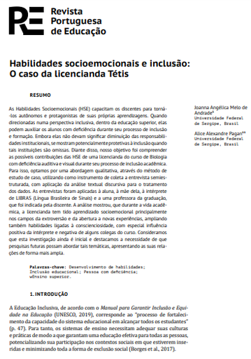 Habilidades socioemocionais e inclusão: O caso da licencianda Tétis