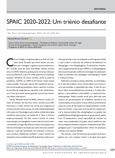 SPAIC 2020-2022: Um triénio desafiante