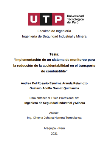 Implementación de un sistema de monitoreo para la reducción de la accidentabilidad en el transporte de combustible