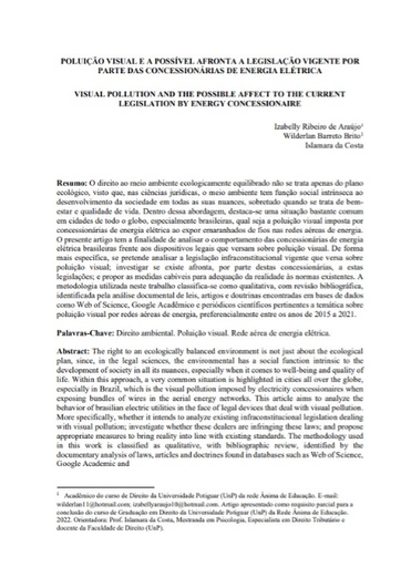 Poluição visual e a possível afronta a legislação vigente por parte das concessionárias de energia elétrica