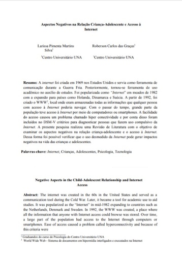 Aspectos Negativos na Relação Criança-Adolescente e Acesso à Internet