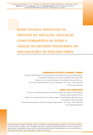 Redes neurais artificiais na previsão da inflação: aplicação como ferramenta de apoio à análise de decisões financeiras em organizações de pequeno porte