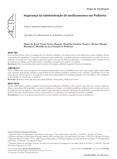 Segurança na administração de medicamentos em Pediatria