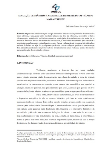 Educação de trânsito: a necessidade premente de um trânsito mais altruísta